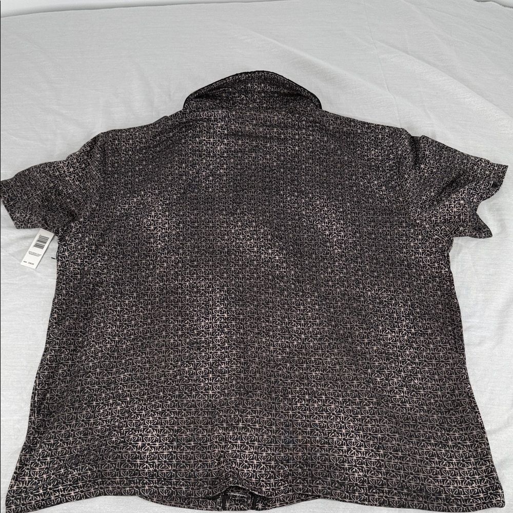 Tahari Pajama Set Wm Large Fleece Backed Satin Trim Cropped Pants Short Sleeve - Picture 3 of 13